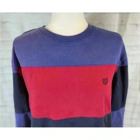 Chaps Men's Size L Color Block Sweatshirt Blue/Navy/Red Crewneck Crest LOGO RL - Picture 2 of 14
